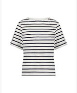 Red Button Bluse Terry Stripe