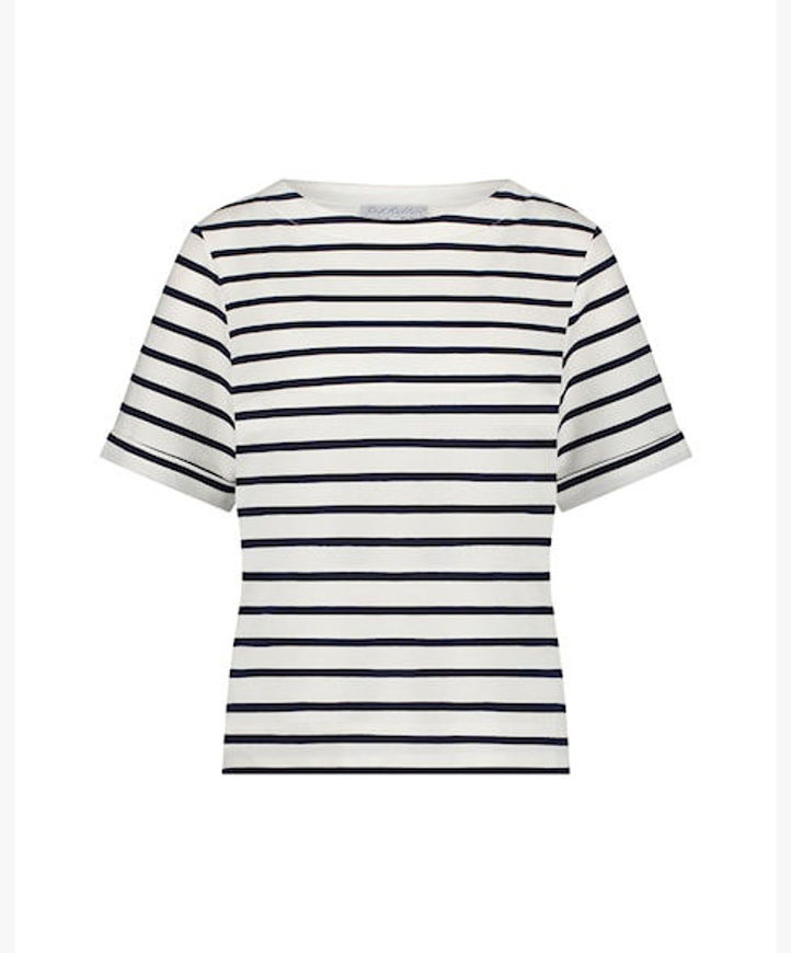 Red Button Bluse Terry Stripe